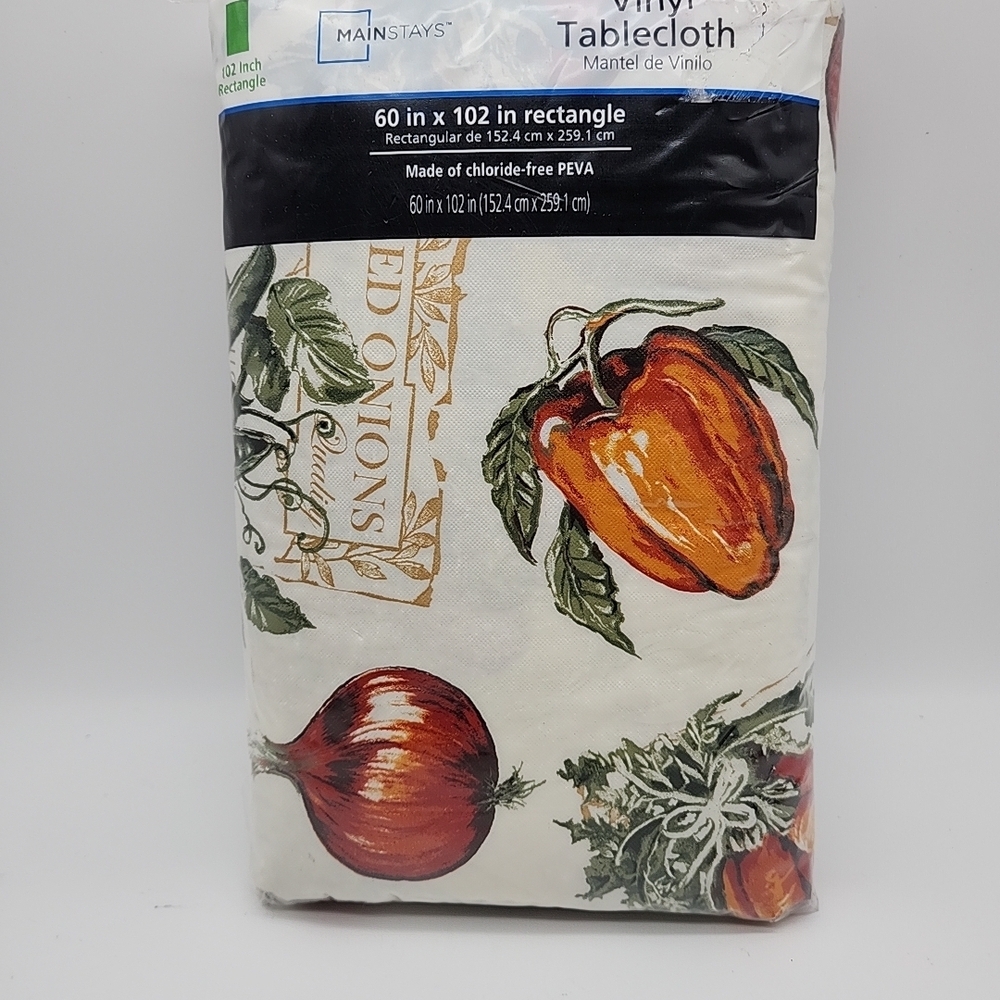 Mainstays Rectangle Lucious Garden Vinyl Tablecloth 60X102/8-10 Seating - NEW